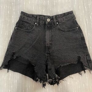 Black ripped jeans shorts
